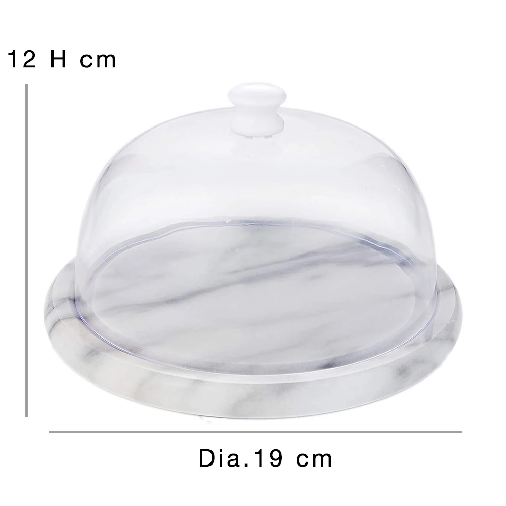 [Holar] Taiwan Made Round Clear Cheese Dome with Marble Base Serving Tray