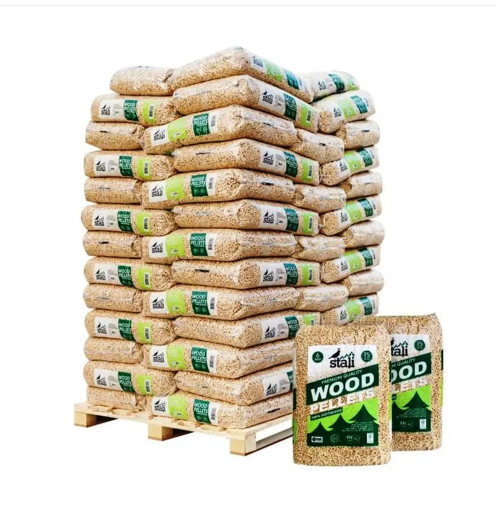 Nice cheap Stick Shape Wood Pellets Pelet Pallet / Pine Wood Pellets 15kg Bags (Din Plus / EN Plus )