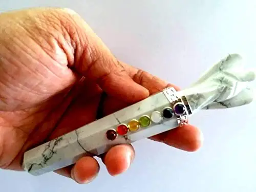  Струйная энергетическая волшебная палочка Howlite Angel Chakra приблизительно Заряженная чистая запрограммированная настоящая 5 - 6 дюймов бесплатная брошюра