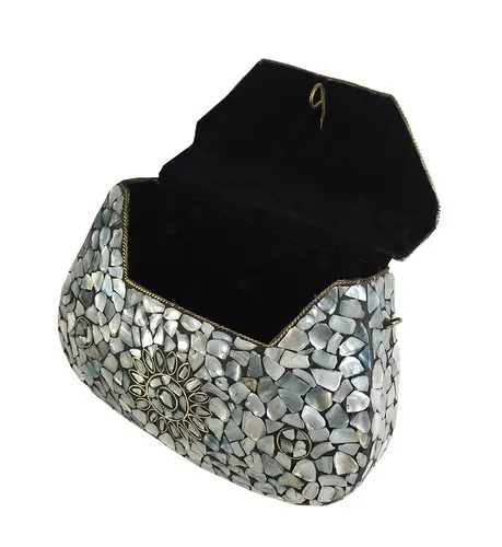 
High Quality Handmade Mother Of Pearl and Metal Clutch Purse for Girls Women At Reasonable Price by Art Assembly 