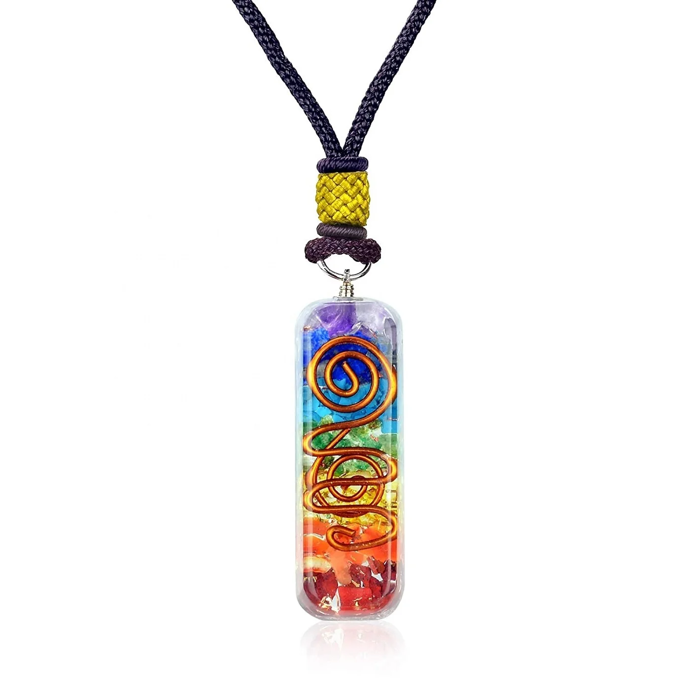 Orgone Chakra Layered Healing Pendant : Chakra Orgone Necklace for EMF Protection and Spiritual Healing