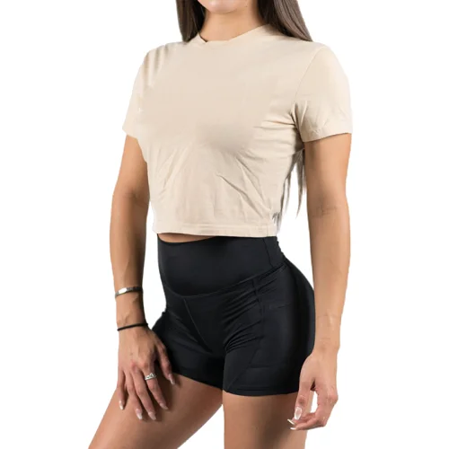 Wholesale Gym Wear Women Tapered Fit Custom Blank Crop Top T Shirt With Custom Logo