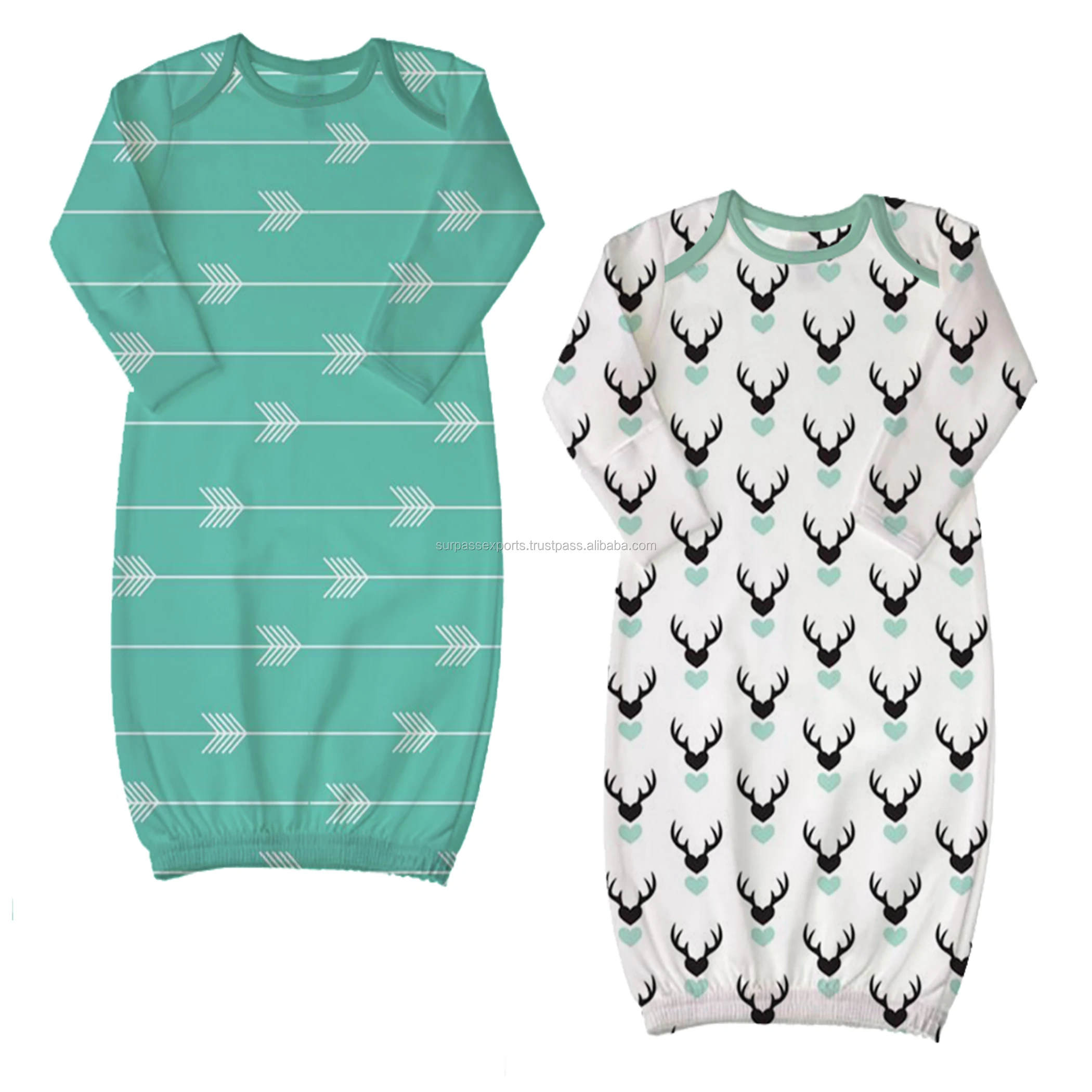 100% Organic Cotton Kimono Gown for Newborn Babies Summer Kids Apparel Export Quality Baby Clothes