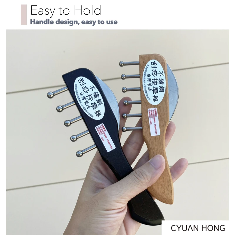 Wood Massager / Amazon Hot Sale Wood Head Acupressure GuaSha Massage Comb for Face Lift Neck Gua Sha Body Shiatsu