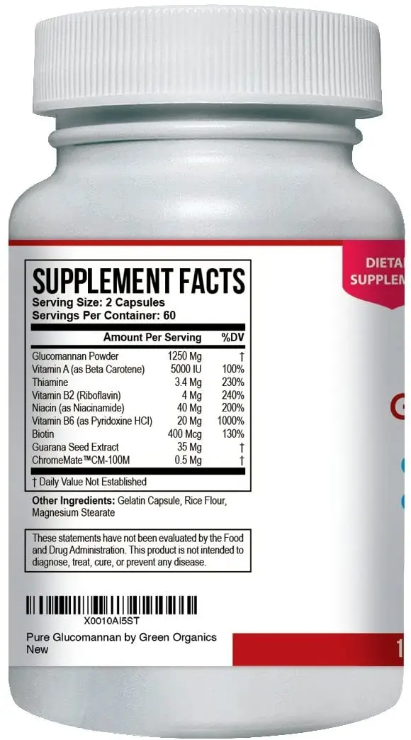 
Green Organics Glucomannan Capsules Made Of Konjac Root Powder To Support Weight Loss Support and Appetite Suppression (120 Caps 