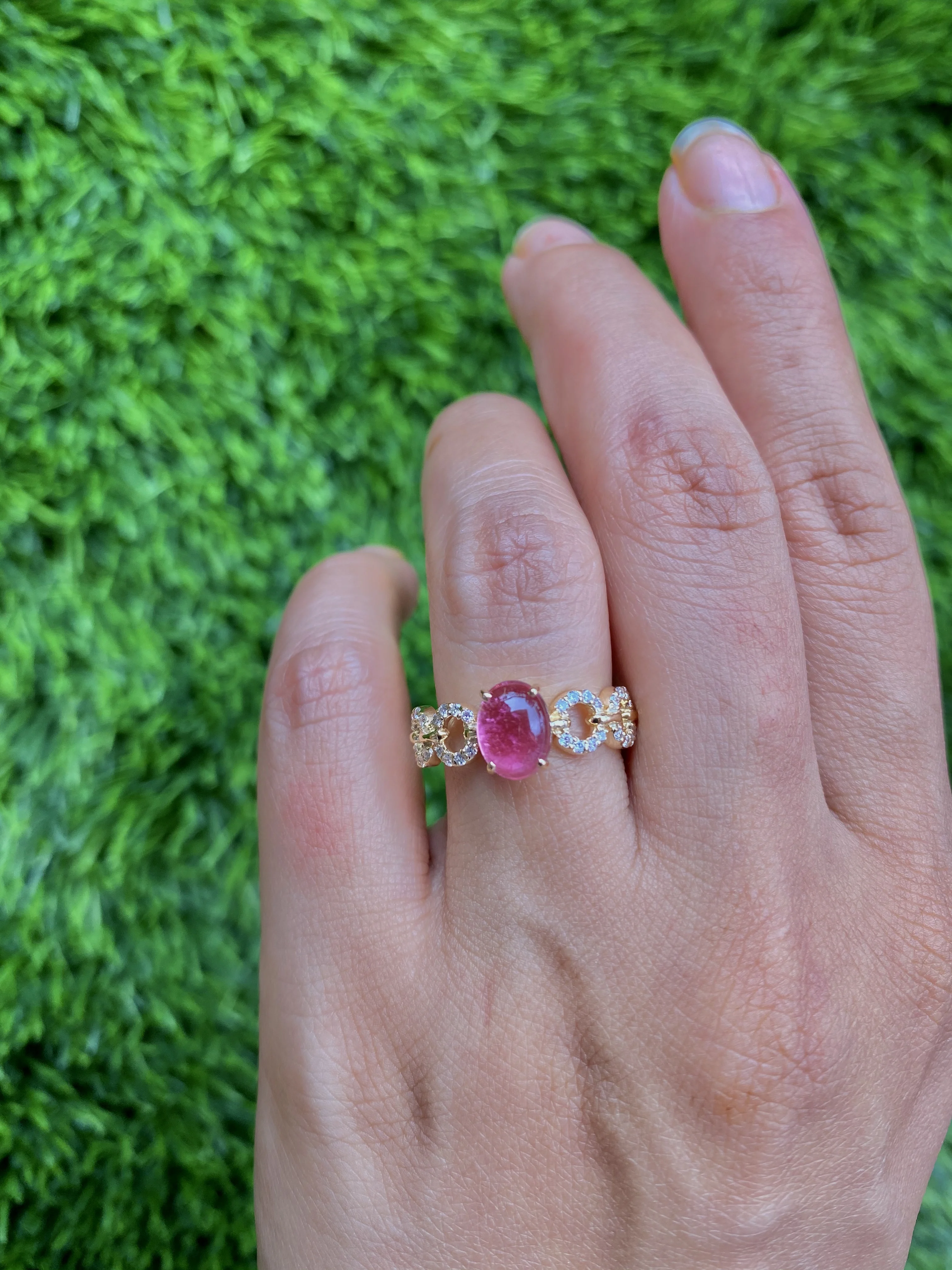 
Natural Pink Tourmaline Oval Gemstone Ring 14k Gold Tourmaline Ring 