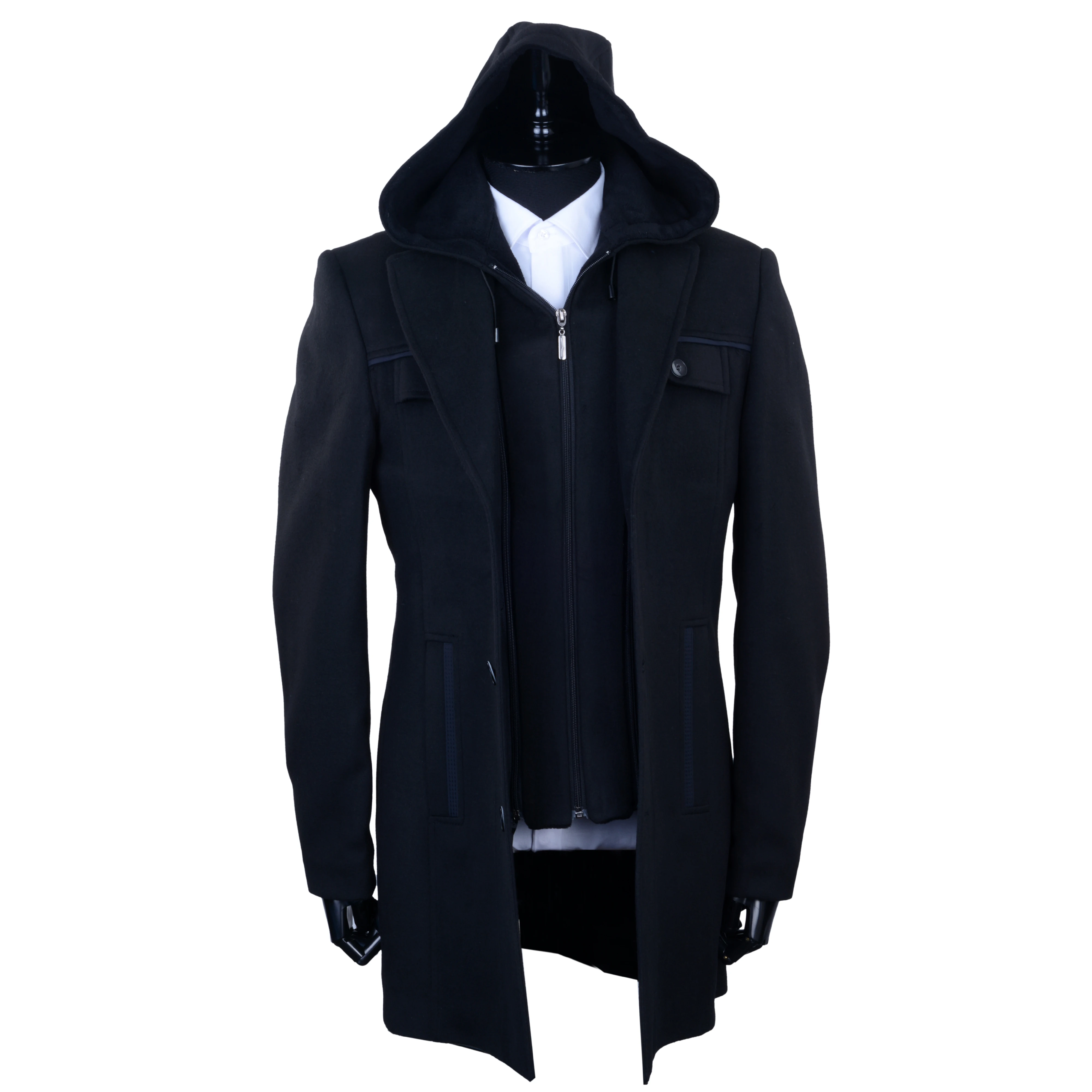 2019 Новое Стильное шерстяное классическое Мужское пальто, зимнее мужское длинное приталенное шерстяное пальто