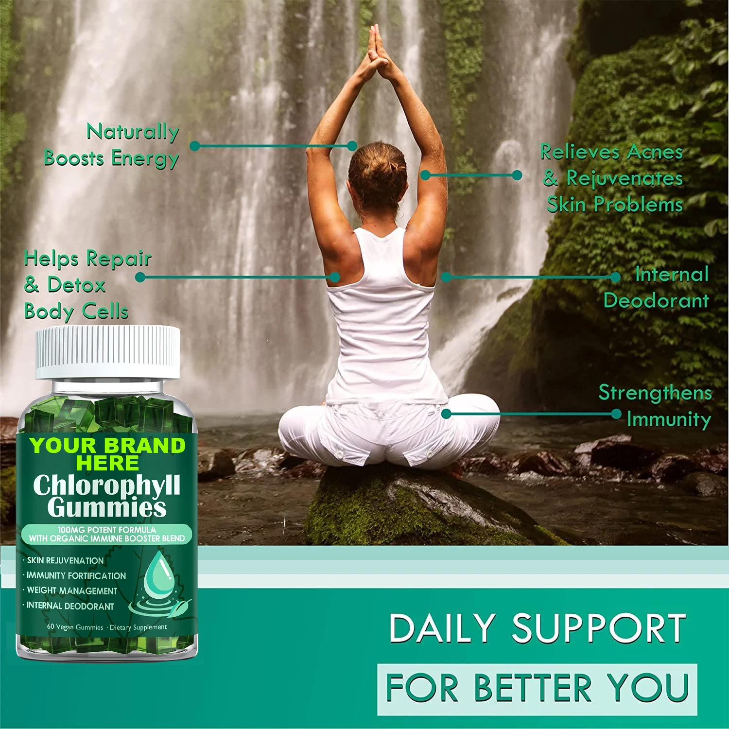 Chlorophyll Gummies with Unfiltered ACV Sea Moss & Elderberry, Energy Boost Immune & Digestion System Support