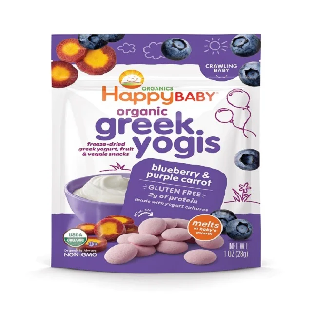 Gluten Free Organic Greek Yogis Freeze Dried Greek Yogurt Baby Snack Food Blueberry & Purple Carrot