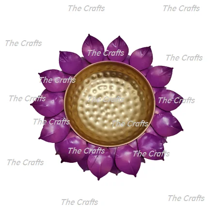 3 Different Size Brass Hammered Urli Bowls With Leaf Design Gold And Pink Color Round Shape Urli For Home Decor