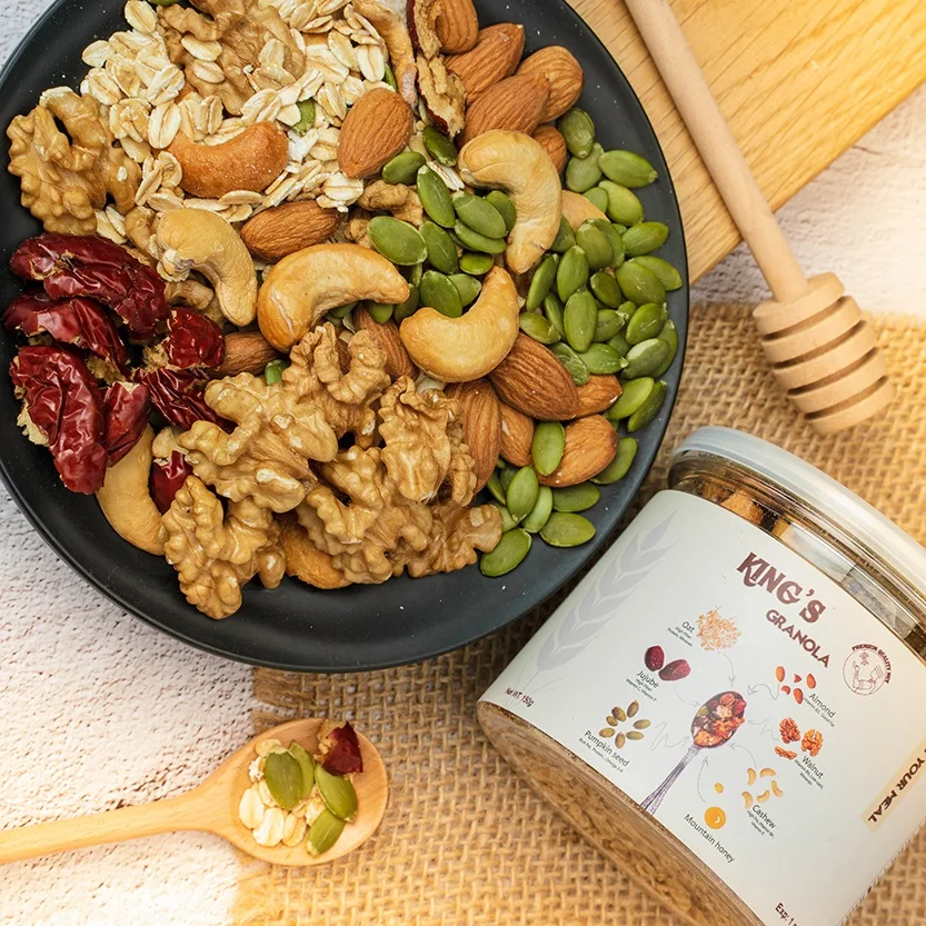 Упаковка коробок, грецкий орех без сахара, овса, гранола для взрослых с ароматом Вани и меда