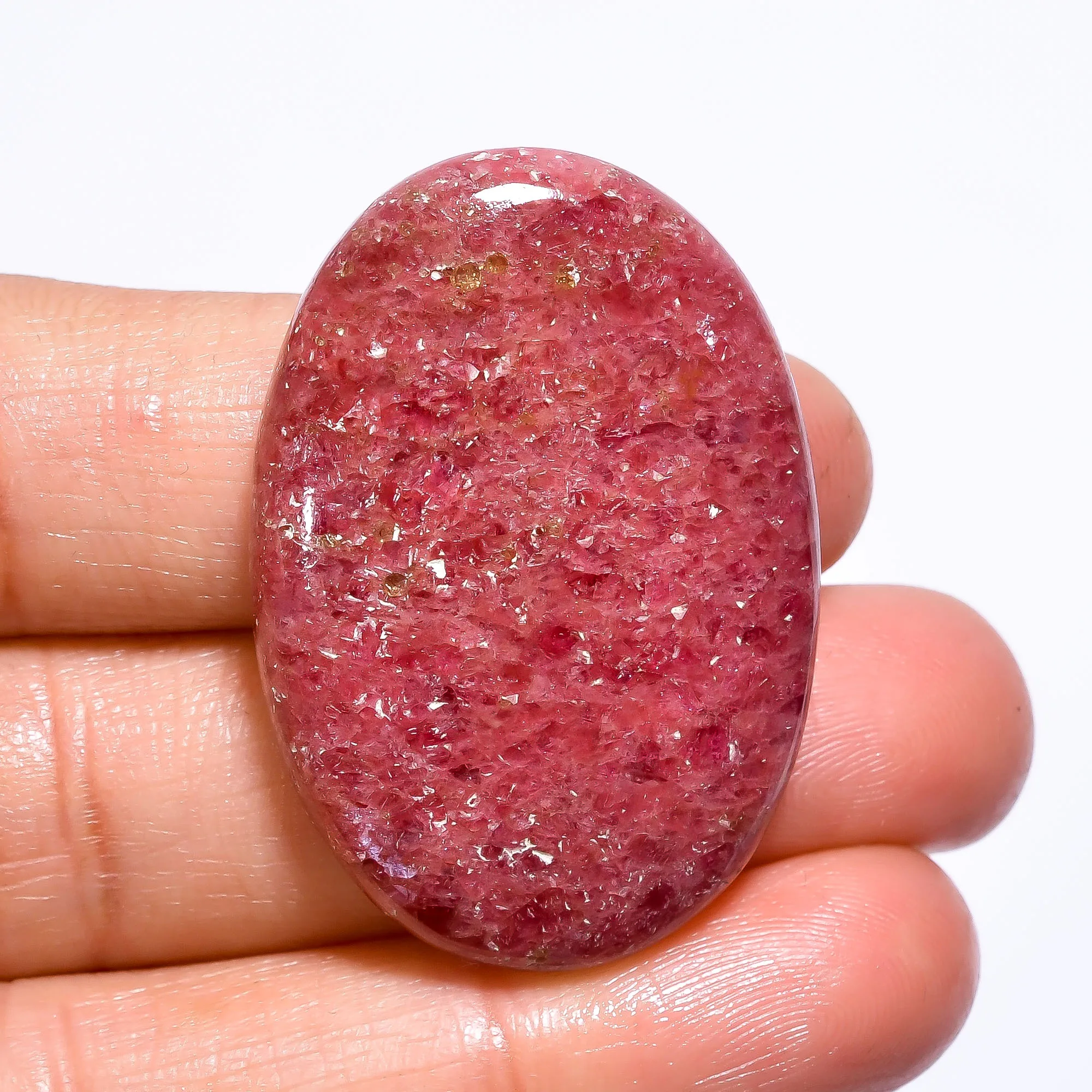 Exclusive Top Grade Quality 100% Natural Rhodonite Oval Shape Cabochon Loose Gemstone For Making Jewelry 65.5 Ct. 37X25X6 mm
