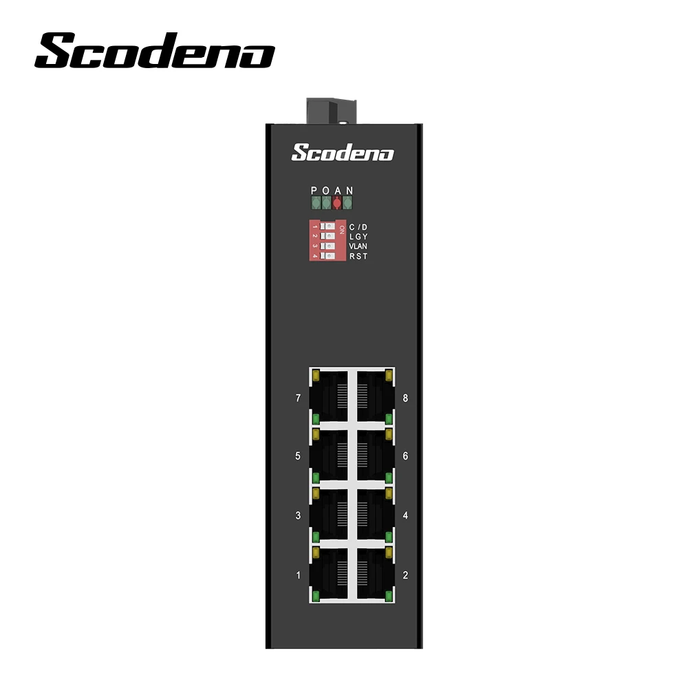  Scodeno 8 портов волокна poe коммутатор Gigabit Ethernet 802 3 af на