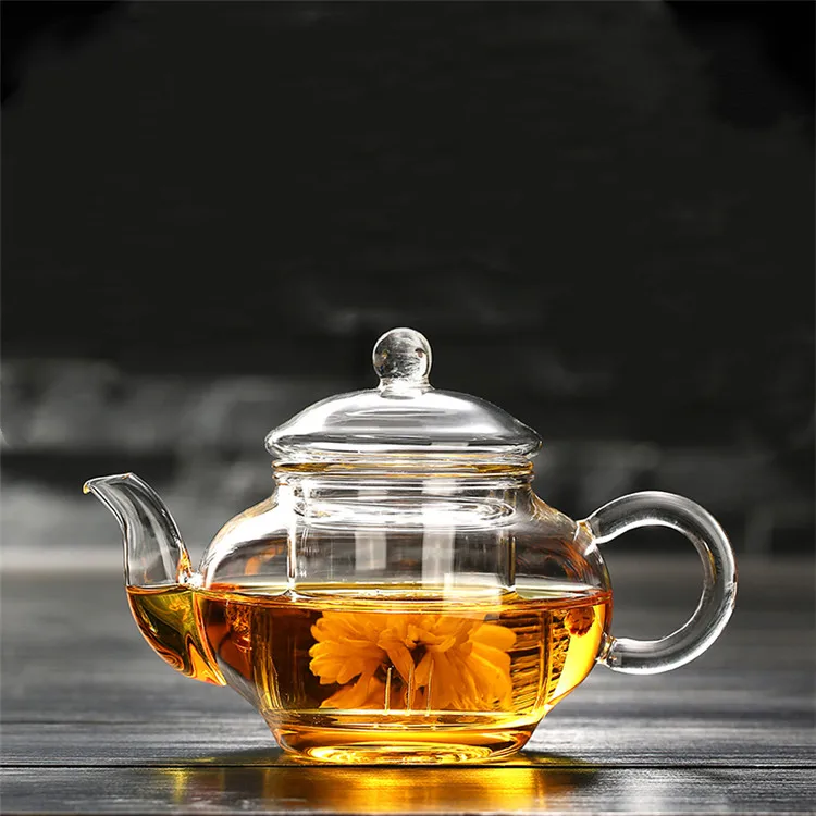 Handmade High Borosilicate 800ml Clear Glass Teapot Custom Tea Pot