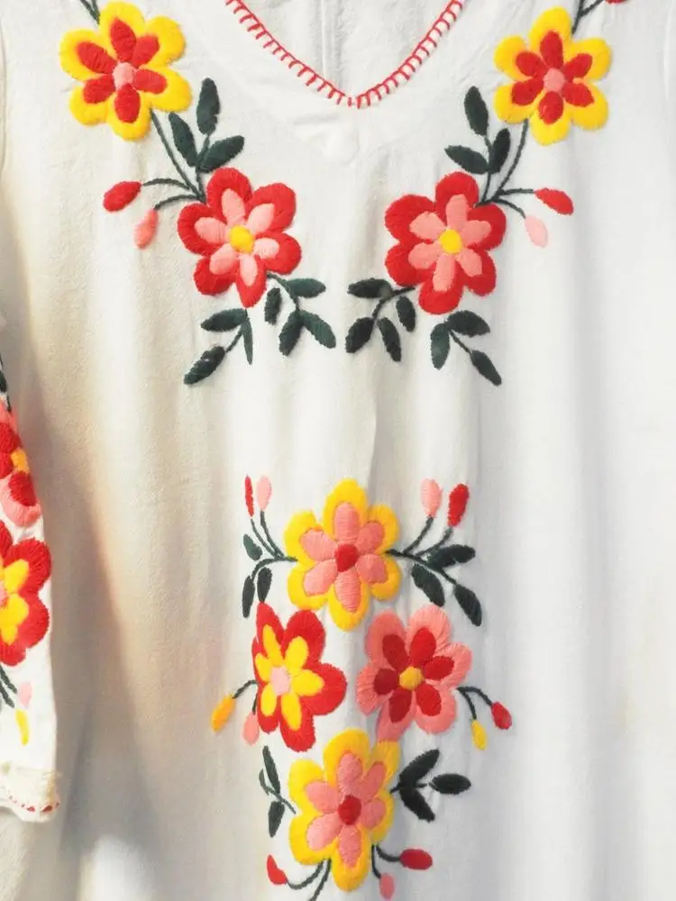 oem women clothing manufacturing hand embroidery work short sleeves women mexican blouses