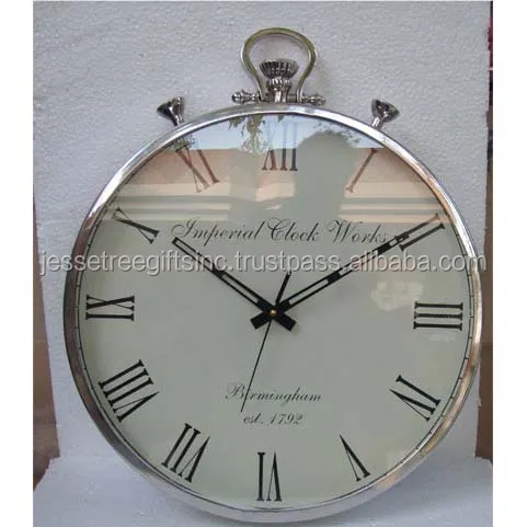 Metal Wall Mounted Analog Station Roman Clock With Black Spray Paint Finishing Round Shape Premium Quality For Home Decoration