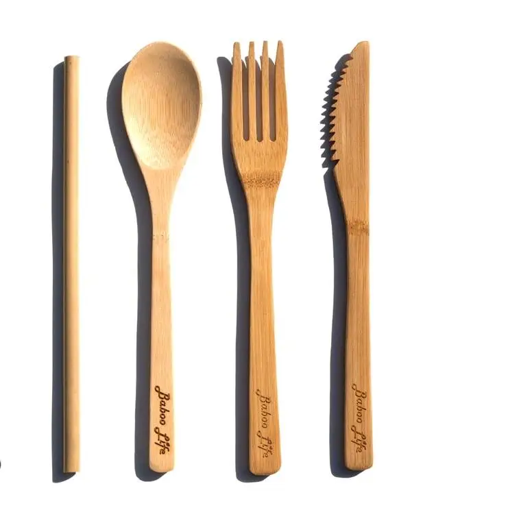 2020 Top Selling Eco Friendly Vietnam Factory No Plastic Bamboo Spoon Fork Knife Set Reusable Bamboo Cutlery Set