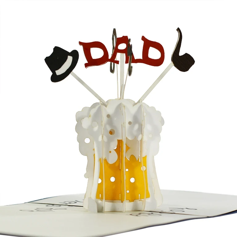 Top Selling Product Best Choice 3D Greeting Card For Father day with 3D model of Beer New Model 2021