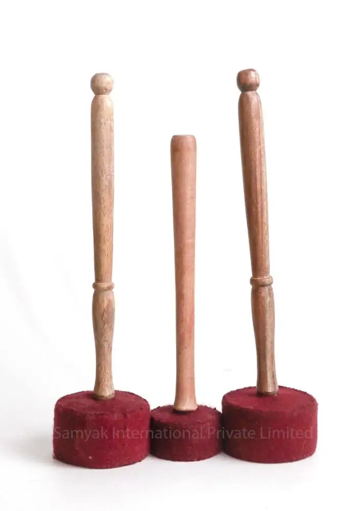 New Handmade Wind Gong Chau Gong Wood Ball Mallet Wool Red Color Felt Striker High Quality Wood Drum Sticks Mallets