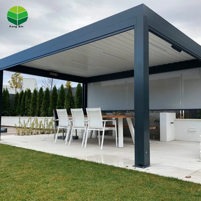 Terrace Patio Shade Aluminium Louvers Roof Motorized System Bridge Pergola