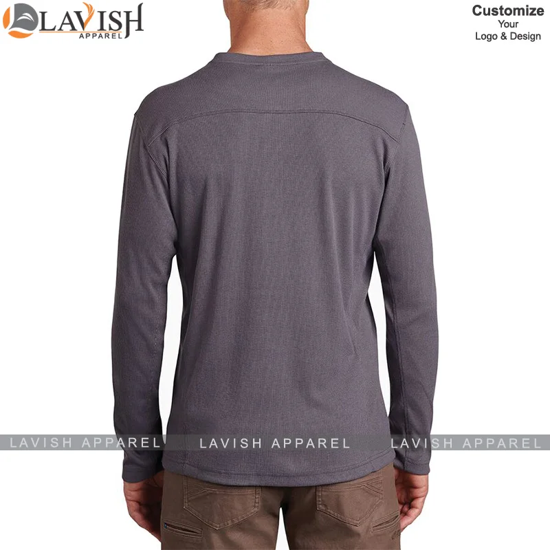
Unique product Best quality 100% cotton henley t shirt full sleeve custom made by lavish apparel 