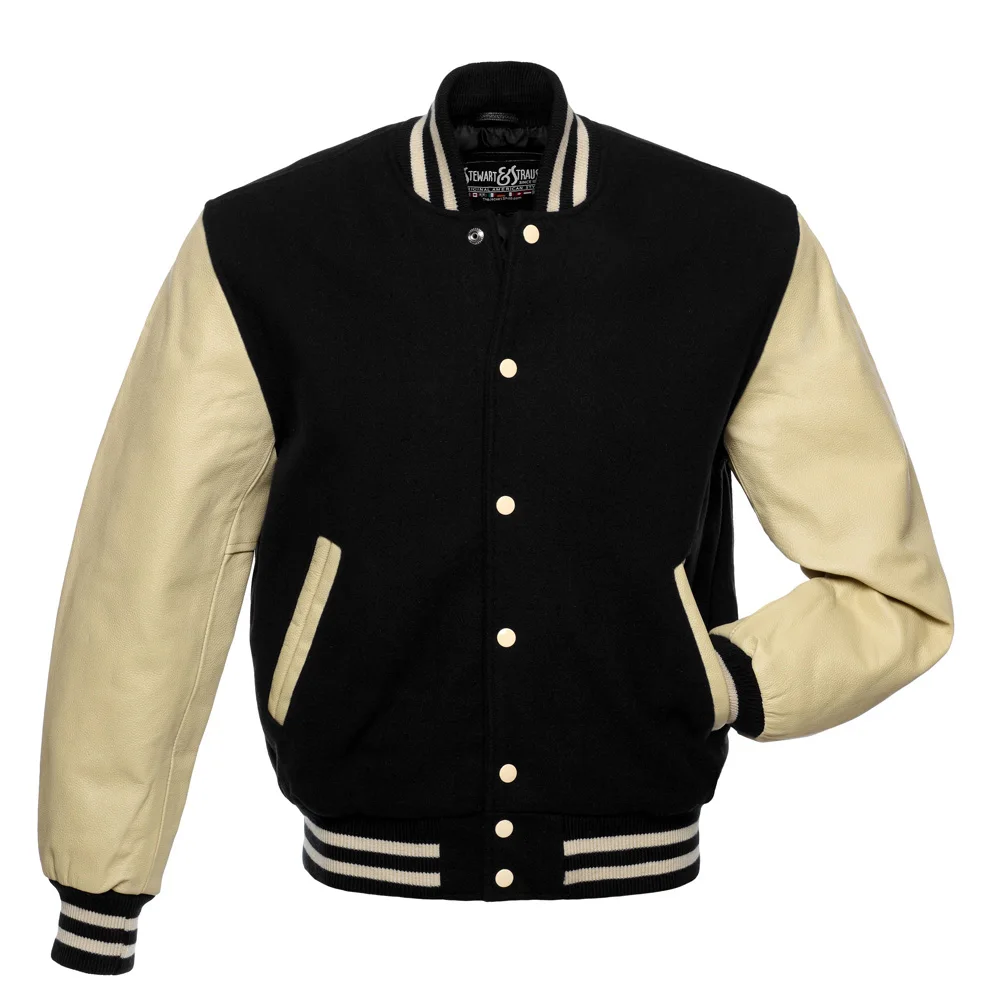 High Quality Cowhide Leather Sleeves Men Letterman Jacket Oversize Custom Chenille Embroidery Patches Letterman Jacket