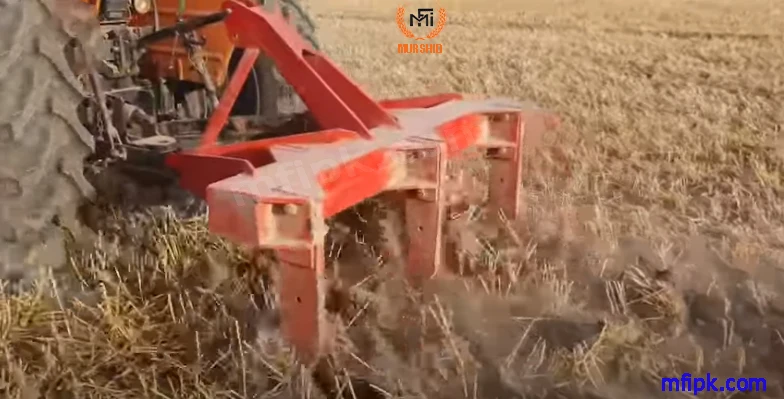 MF Tractor With 5 Tine Chisel Plough