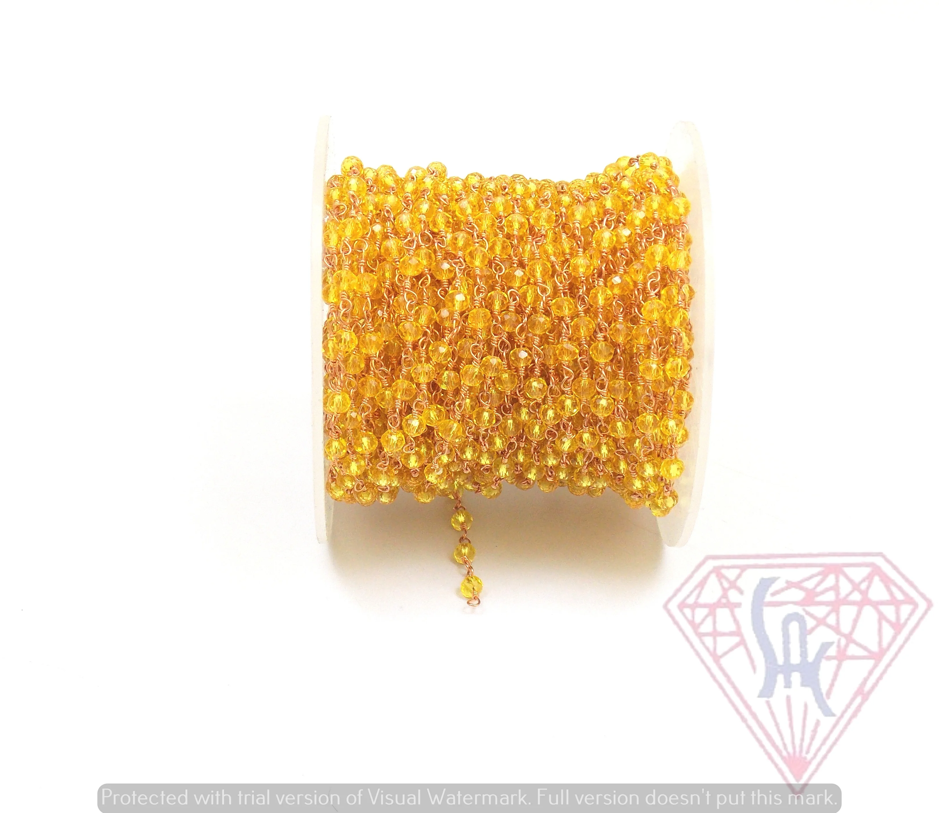 Gold Plated Jewelry Yellow Quartz Wire Wrapped Natural Multi Gemstone Jewelry  Beaded Rosary Coin Charm Chain