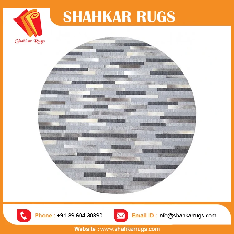 Latest Design Best Quality Classic Cowhide Grey and Brown Lather Living Room Area Rugs and Carpets for Sale