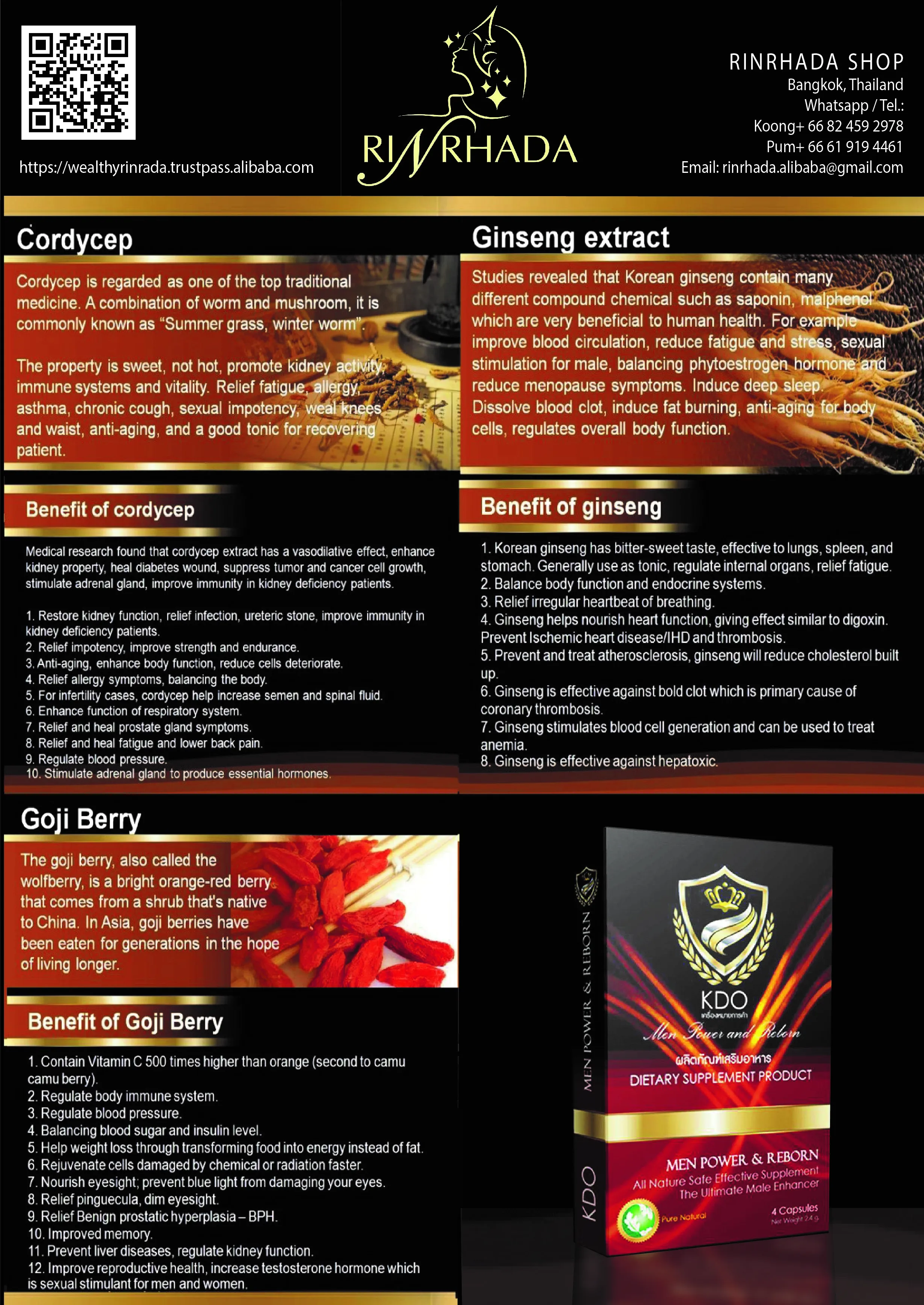 High Quality Product Herbal supplement KDO for Improve Men Power and Reborn in Capsules from Thailand