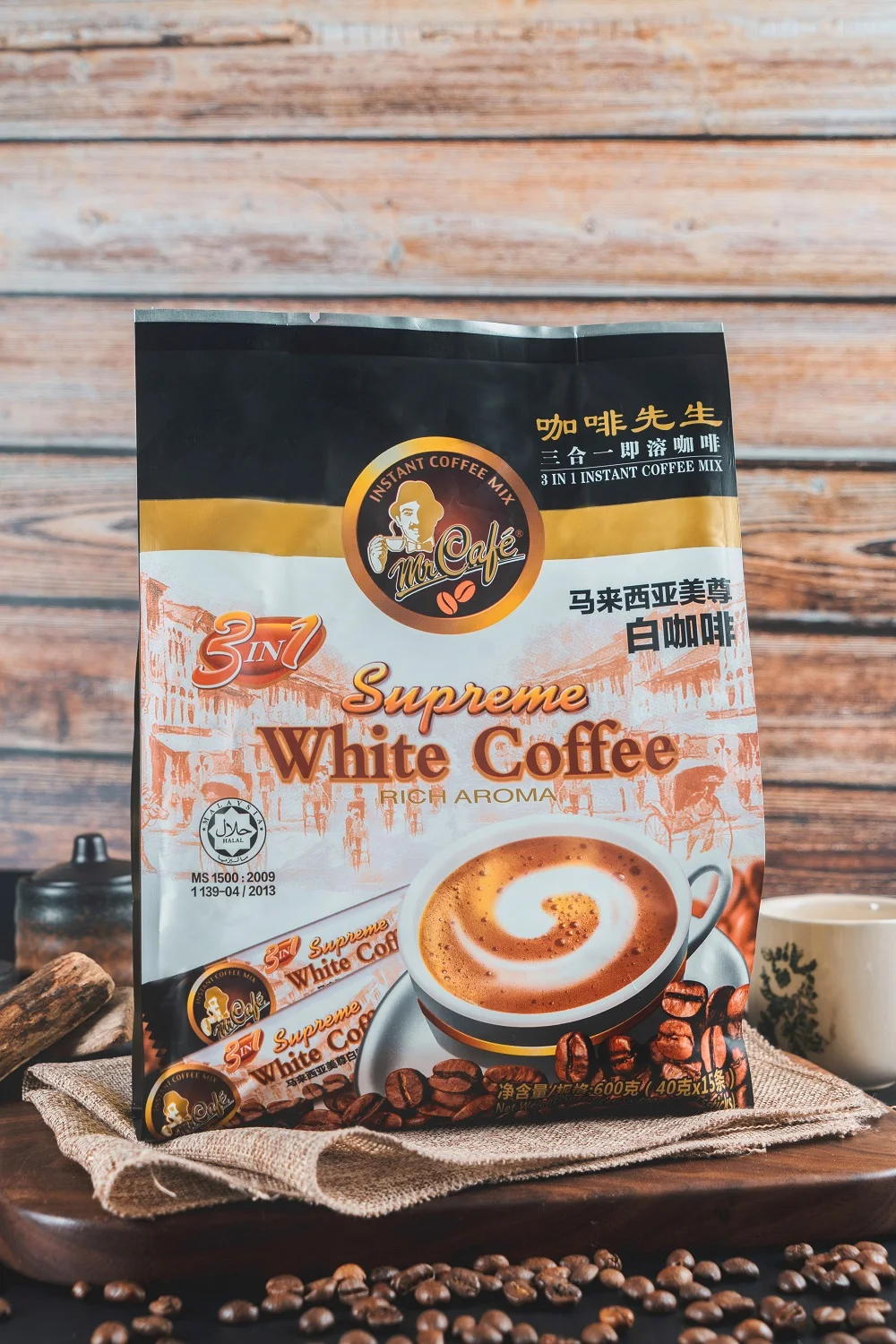 Best Selling Spray Dried Sweet Caffeinated Energize Sugar Cream MR CAFE 3 in 1 Instant White Coffee 40g x 15s x 20p