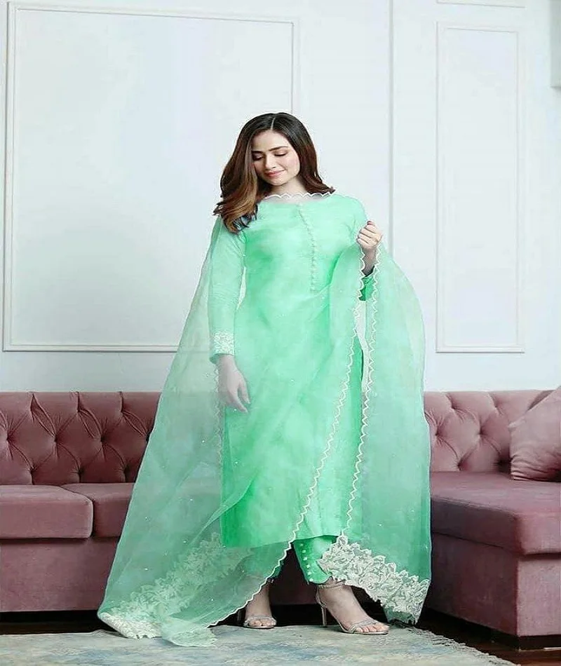 beautiful pastel colors full stitch suit with dupatta for evening and party wear for ladies