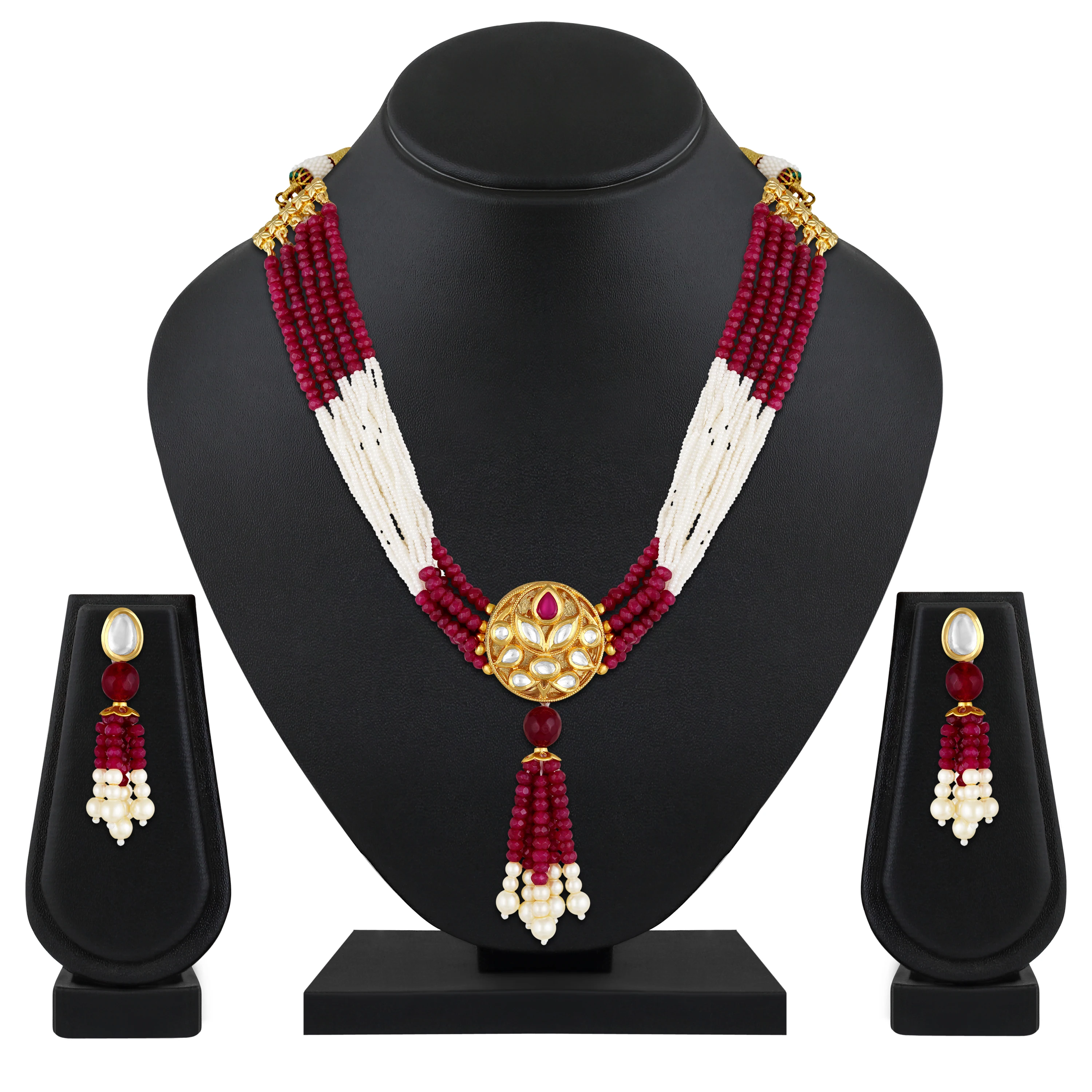 Wholesale Traditional Indian Kundan Polki Jewelry Sets Gold Plated Wedding Bridal Necklace with Zircon Antiques Fashion