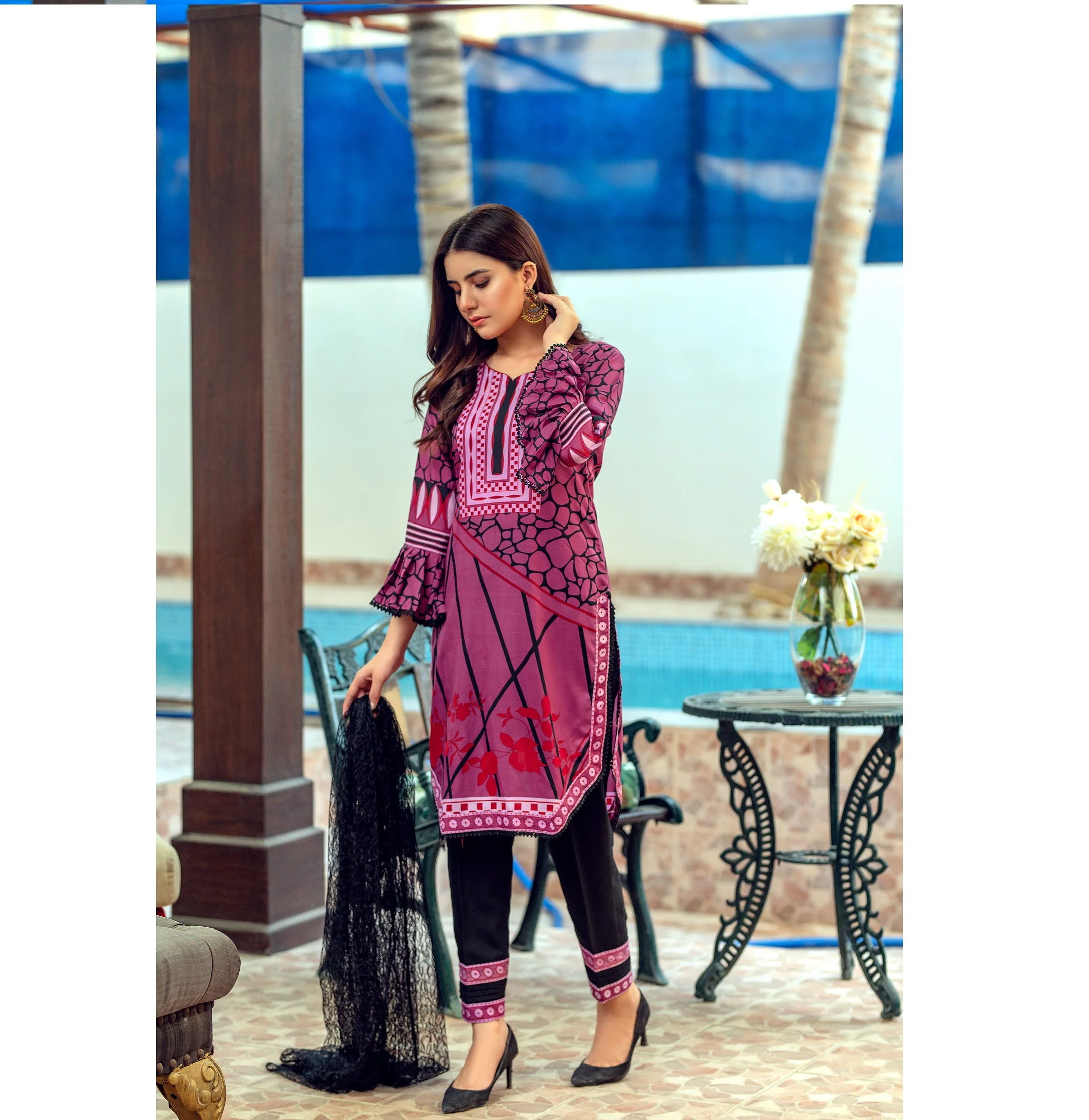 Высококачественная женская рубашка из 3 предметов брюки дупатта необстроченный официальный костюм 1 х8 высококачественный Rangoli vol