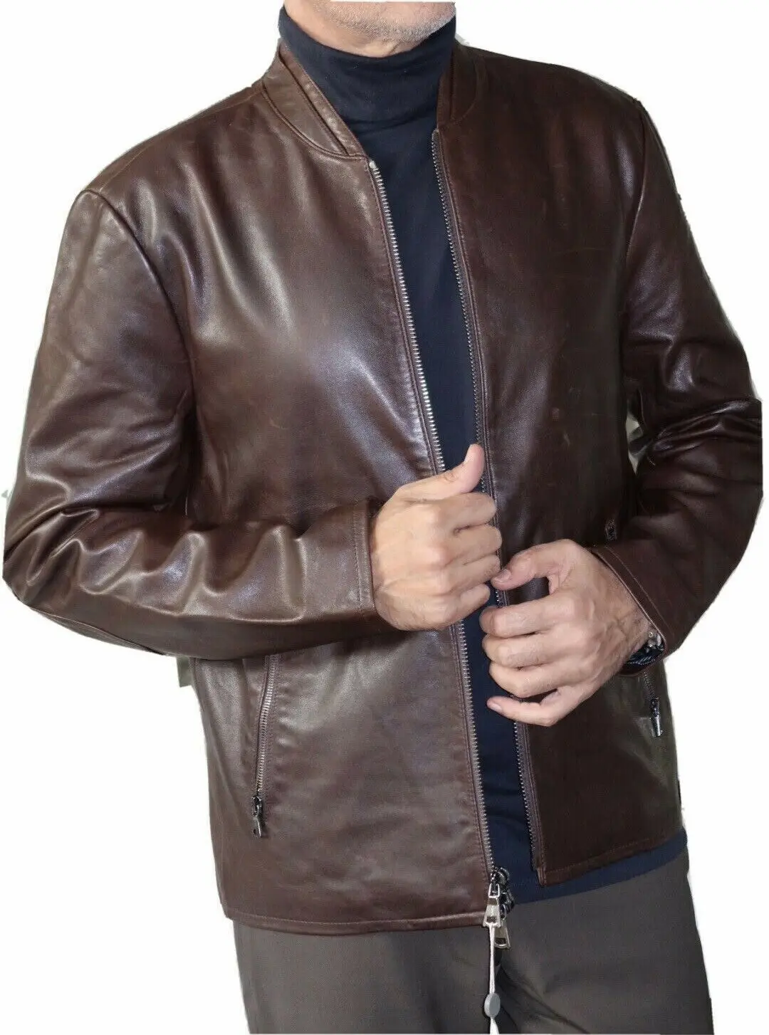 Mens And Women wholesale Genuine leather jackets jacket women puffer brown Cow hide Genuine Leather Jacket Winter Season Fashion