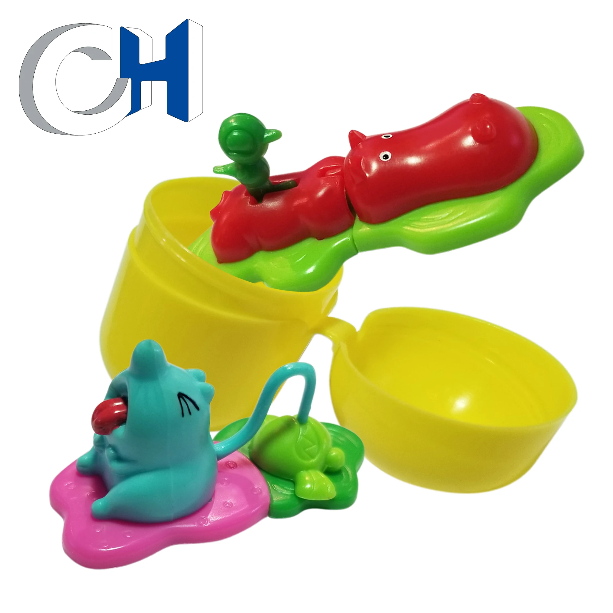 Wholesale Funny red Plastic hippo animal egg toys capsule