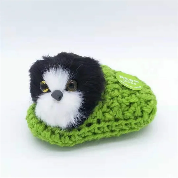 Simulation Animal Mini Plush Dog Knitting Slippers Lifelike Dog Plush Toy Custom Plush Dog Toy