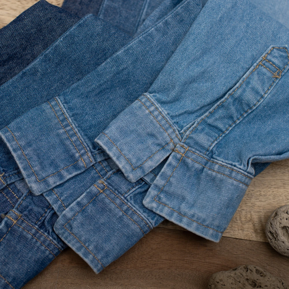 Оптовая продажа Полиэстеровая джинсовая ткань из Вьетнама