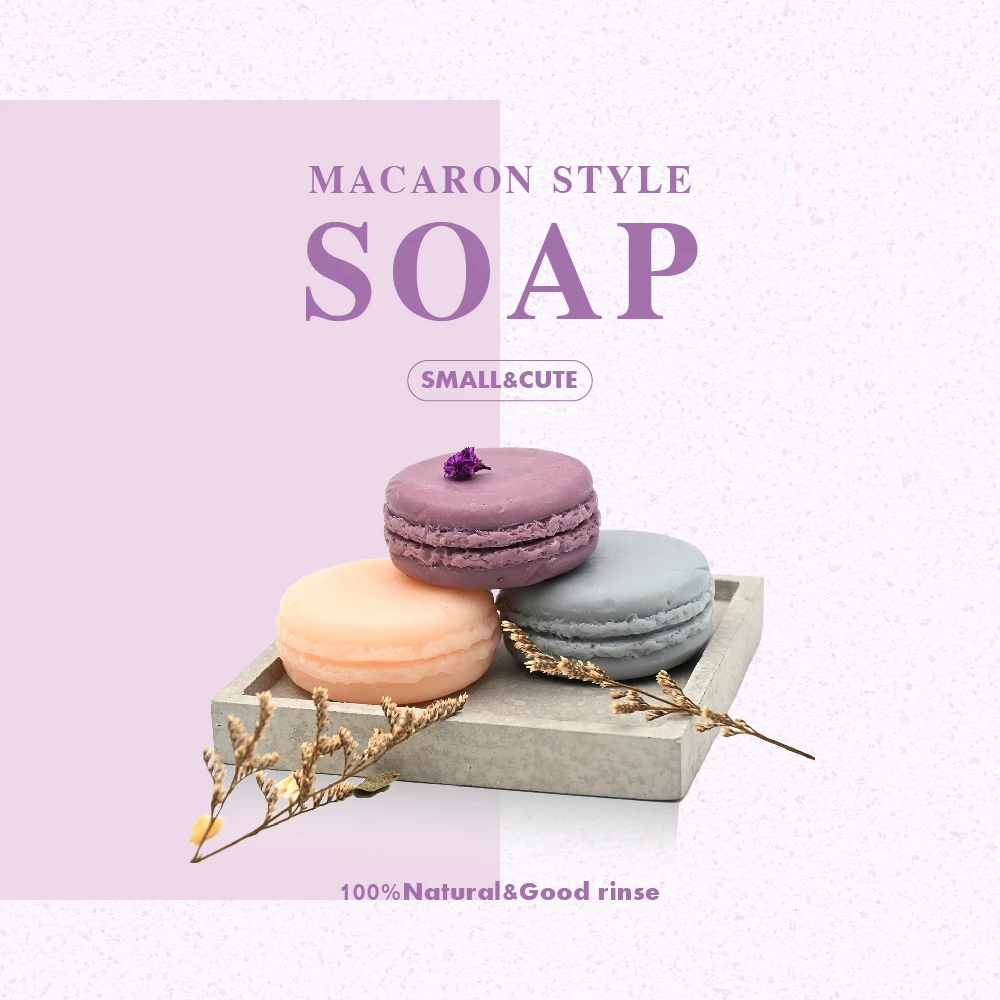 Macaron style lavender bar soap for face body clean and good smell