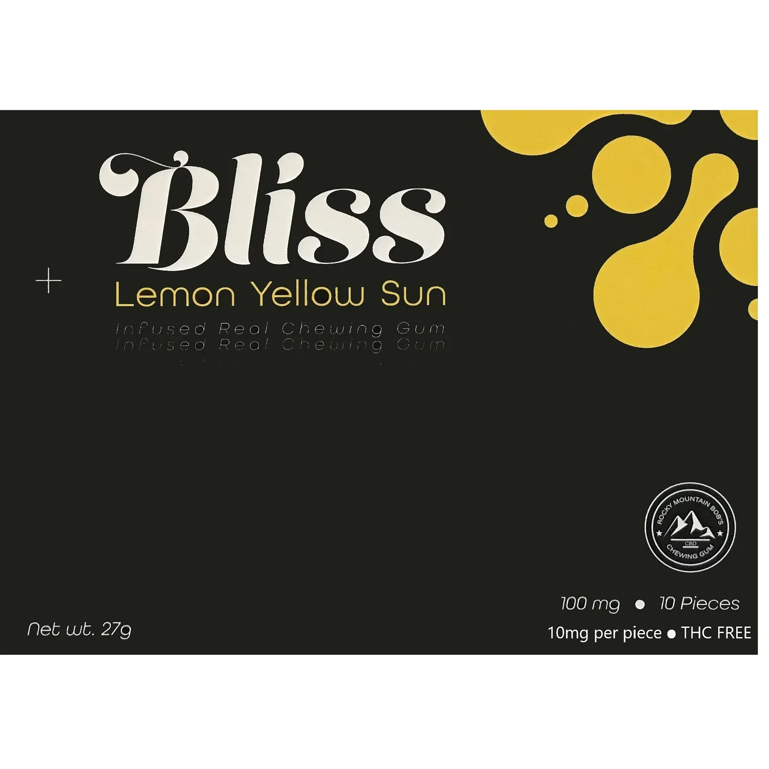
 Жевательная резинка RMB CBD-10 Упаковок-10 мг/шт-100 мг-лимонно-желтое солнце  