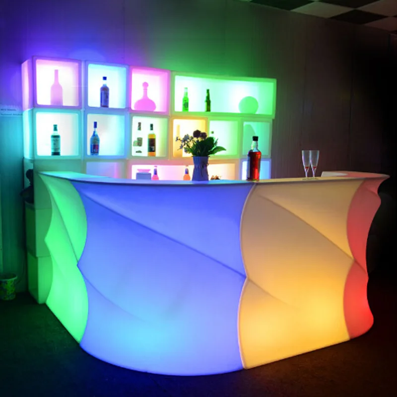 Hot sale popular led furniture plastic illuminated glow luminous lighting portable bar counter