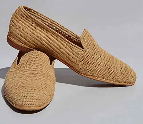 Мюли из рафии с острым носком, марокканская обувь ручной работы из натуральной рафии, марокканские туфли babouch