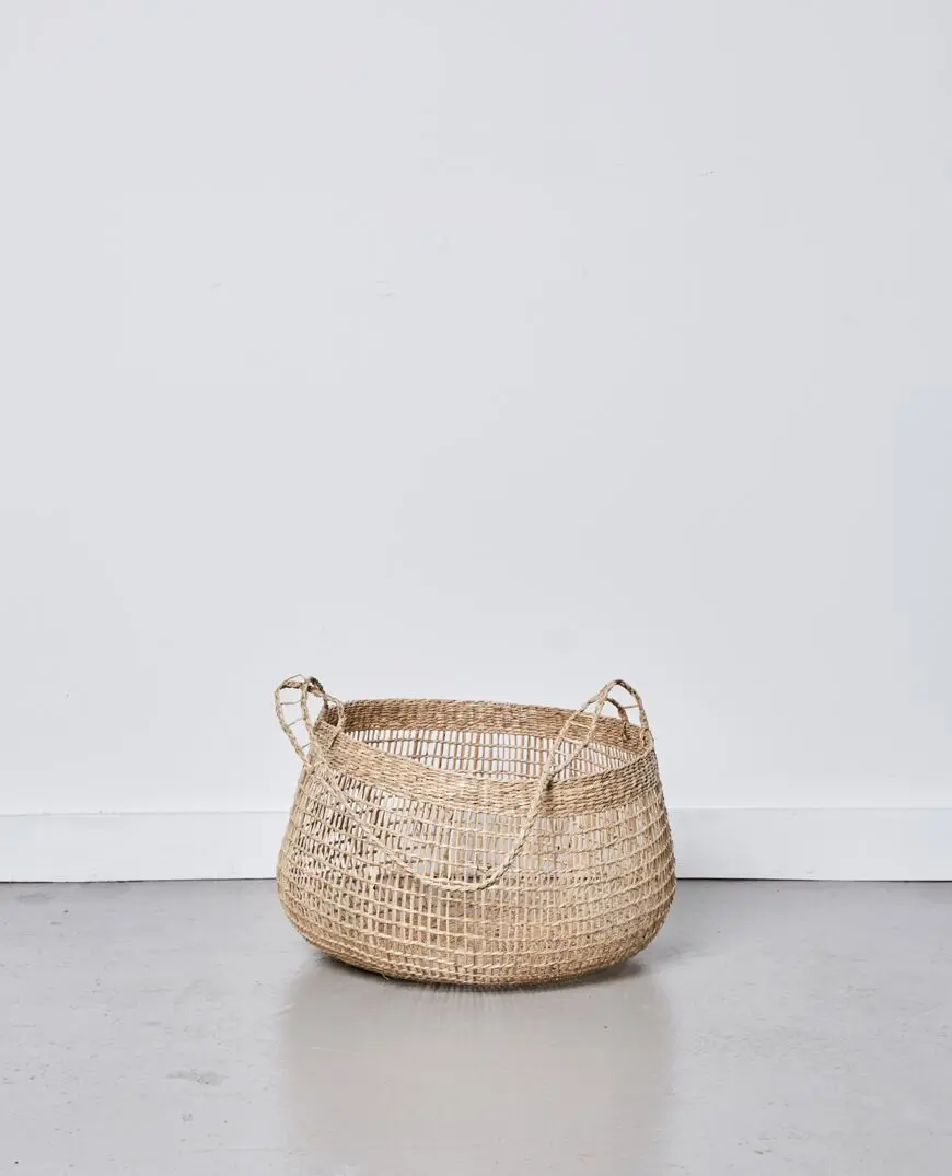 Hot Selling Durable Set of 3 Seagrass Baskets Decor Storage Basket With Long Handle Wholesale
