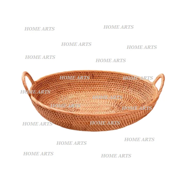 Set of 3 different sizes fruits bamboo basket designer round shape  rattan basket for vegetable and fruits storage