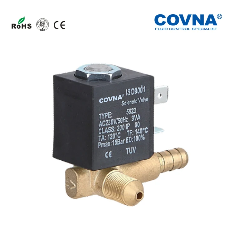 COVNA 1/8 inch 5523 Direct Acting 2/2 Way NC Electromagnetic Solenoid Valve for Coffee Machine