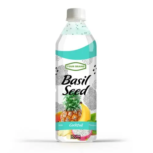 Hot Sale Vietnam Leading Beverage Leading Company Cocktail Fruit Basil Seed Juice Drink 500ml PET bottle