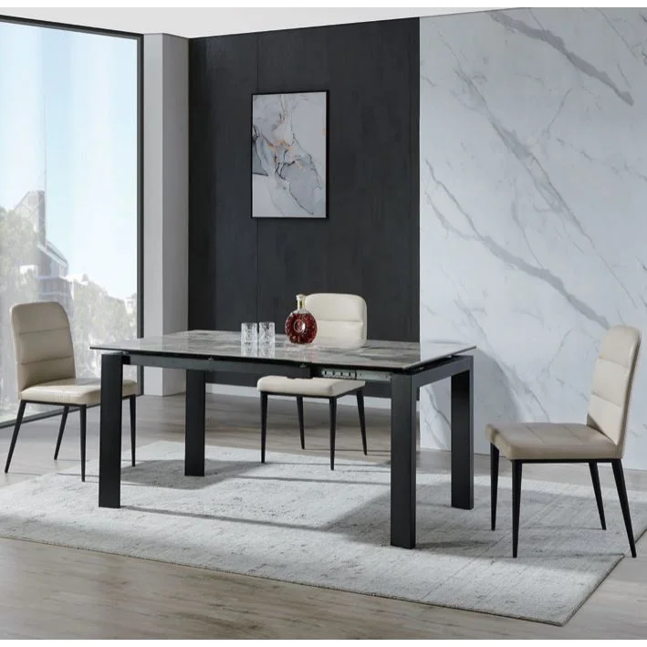 Stone Contemporary One End Twist Extension Modern Resistance to Scratch White Sintered Stone Extendable Dining Table