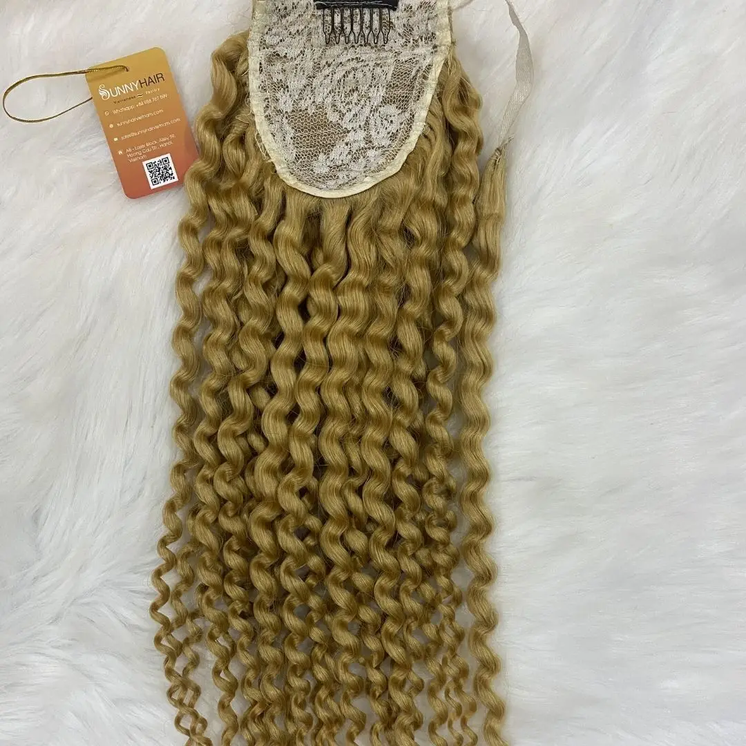 Premium Pony Tail Deep Curly Hair Extension Various Colors Customizable Lengths From Top Vietnam Hair Supplier