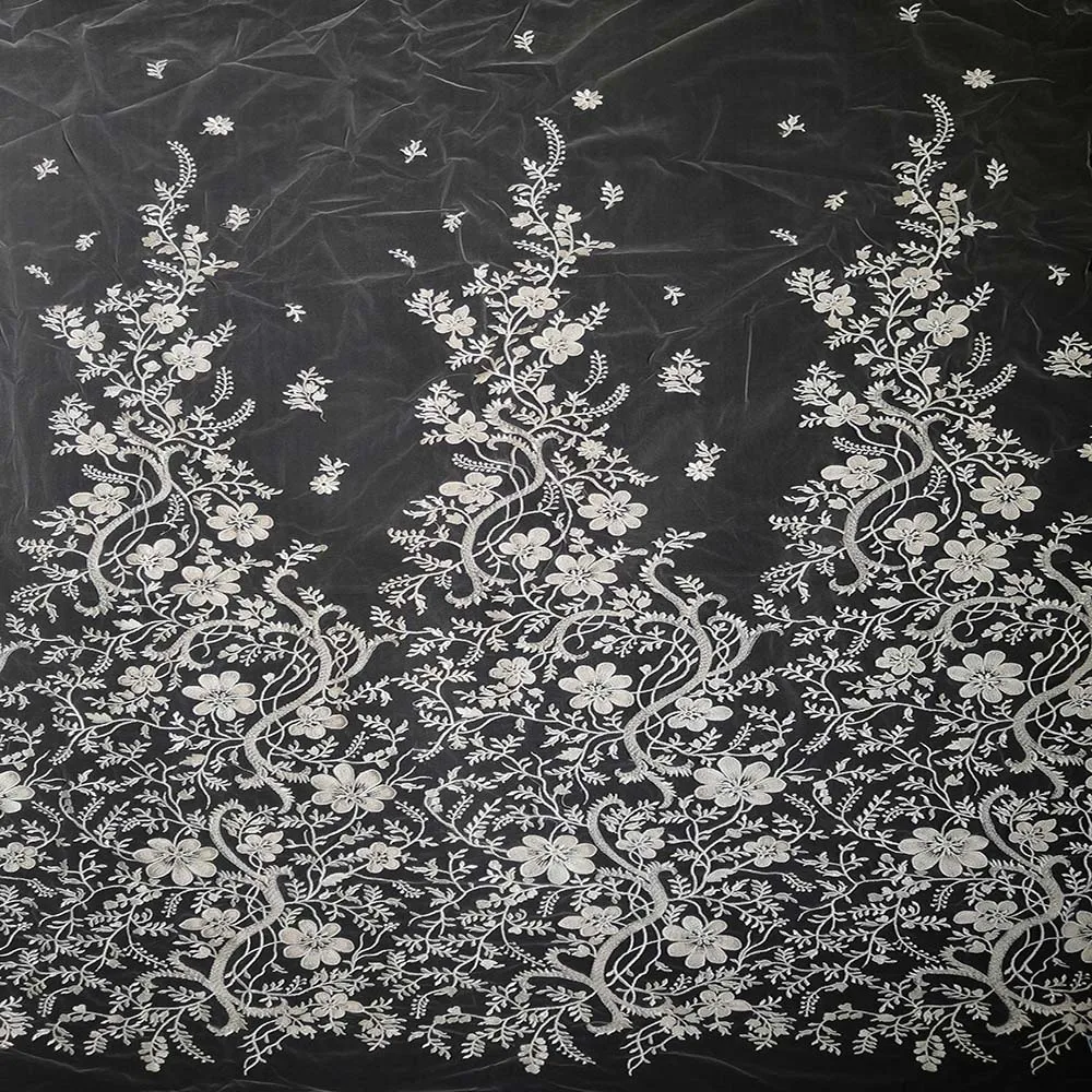 
Hot sale good price ivory sequins embroidery lace fabric for wedding party dress 