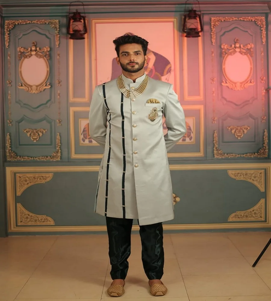 
INDIAN Heavy Embroidery HANDWORK GROOM SHERWANI SUIT DUPATTA WEDDING ATTIRE for MEN INDIAN DRESS Bollywood Fashion WHOLESALE 